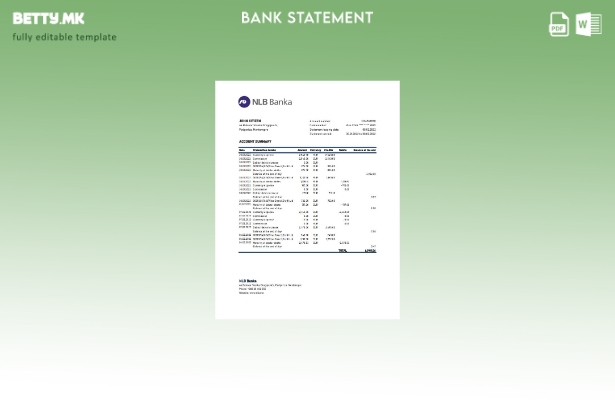модерен стил Монтенегро НЛБ извод од банкарски ексел шаблон