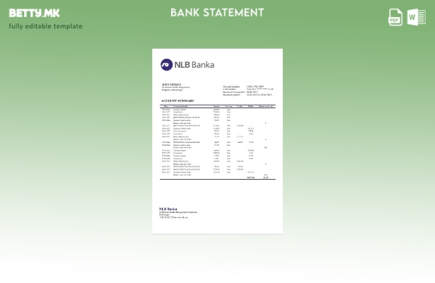 модерен стил Монтенегро НЛБ шаблон за извод од банка