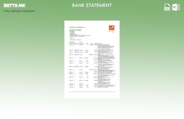 модерен стил Нигерија GTBank банка извод шаблон ексел