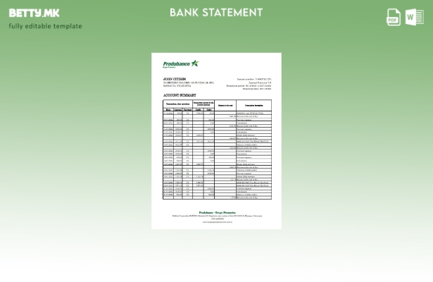 модерен стил Никарагва Banco de la Producción извод од банкарски ексел шаблон