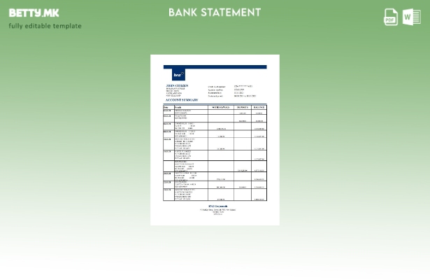 модерен стил Нов Зеланд BNZ Грејмут извод од банкарски ексел шаблон