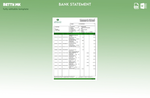 модерен стил ОАЕ Дуаби исламски банкарски извод – шаблон за зборови за месеци