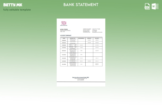 модерен стил Обединетите Арапски Емирати Шаблон за извод од инвестициска банка