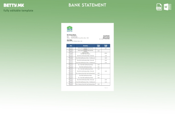 модерен стил Обединетите Арапски Емирати MCB шаблон за извод од банка