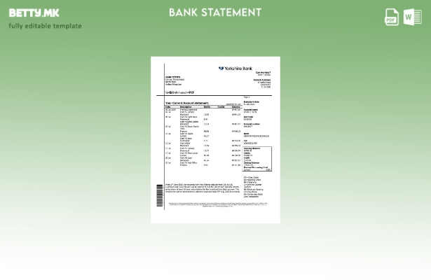 модерен стил Обединетото Кралство Јоркшир банкарски извод шаблон збор