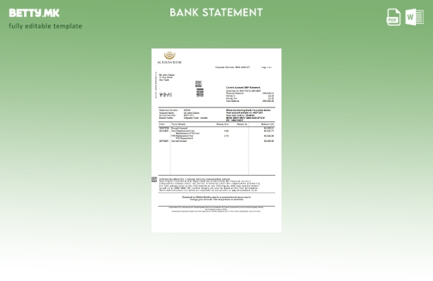 модерен стил Обединетото Кралство Ал Рајан шаблон за извод од банка