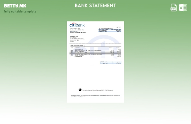 модерен стил Обединетото Кралство Ситибанк шаблон за извод од банка