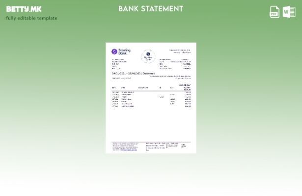 модерен стил Обединетото Кралство Старлинг извод од банкарски ексел шаблон