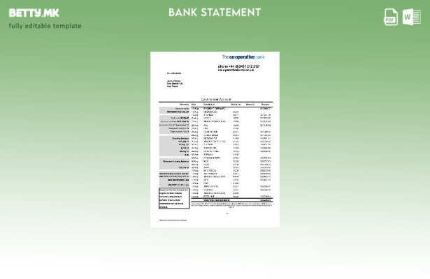 модерен стил Обединетото Кралство Шаблон ексел за извод од банка за соработка