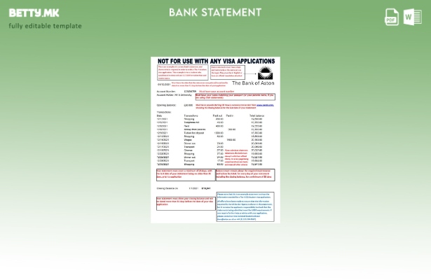 модерен стил Обединетото Кралство Шаблон за ексел банкарски извод на Банката на