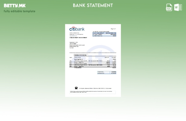 модерен стил Обединетото Кралство Citibank банкарски шаблон ексел