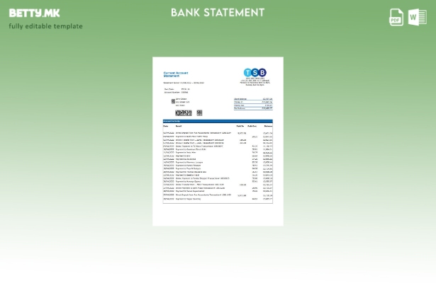 модерен стил Обединетото Кралство TSB извод од банкарски ексел шаблон