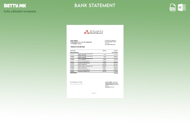 модерен стил Оман Банка Мускат доказ за адреса шаблон за збор извод од банка