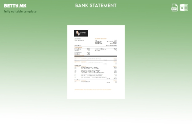 модерен стил Оман Сохар Меѓународниот банкарски извод на ексел шаблон
