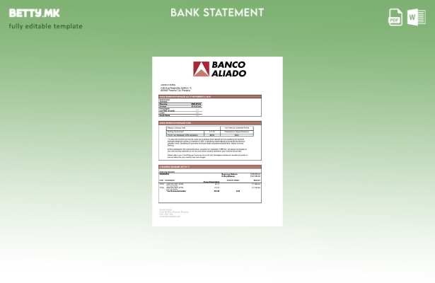 модерен стил Панама Банко Алиадо шаблон за извод од банка