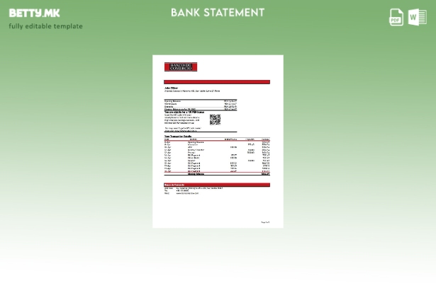 модерен стил Перу Banco de Comercio банкарски извод шаблон ексел