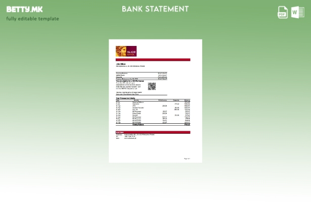 модерен стил Полска Alior банкарски извод шаблон ексел