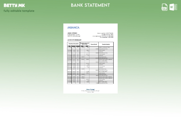 модерен стил Португалија Abanca банка извод шаблон ексел
