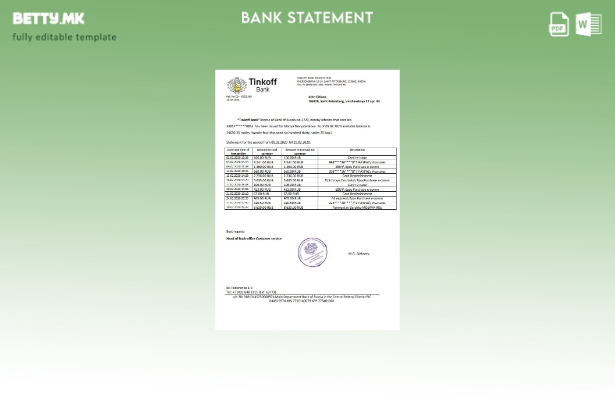 модерен стил Русија Тинкоф банка доказ за изјава за адреса шаблон збор