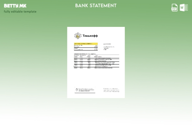 модерен стил Русија Тинкоф извод од банкарски ексел шаблон