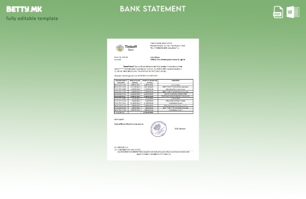 модерен стил Русија Tinkoff банка доказ за адреса изјава ексел шаблон