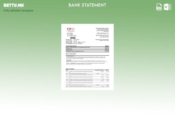 модерен стил САД Њујорк CFSB извод од банкарски ексел шаблон