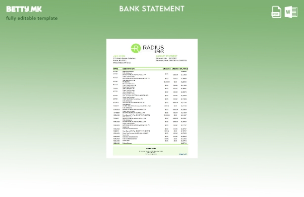 модерен стил САД Масачусетс Радиус банка извод шаблон ексел