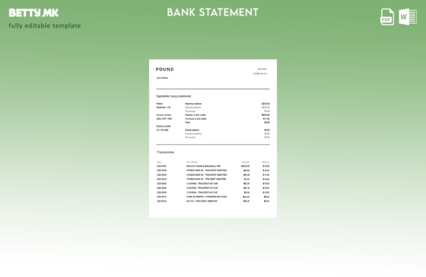 модерен стил САД Пронајден шаблон за зборови за извод на сметката