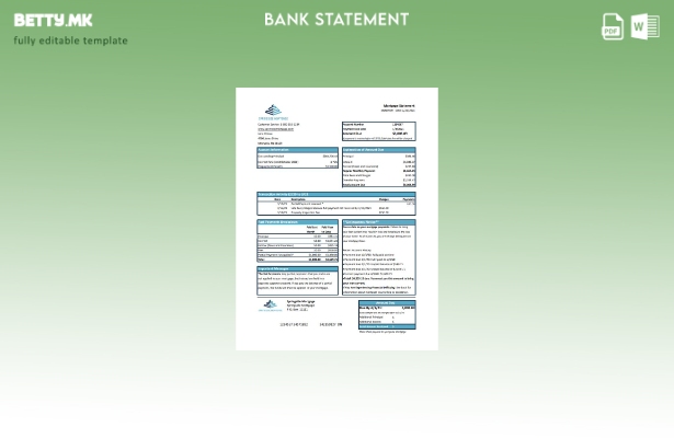 модерен стил САД Спрингсајд хипотека банка извод од шаблон ексел
