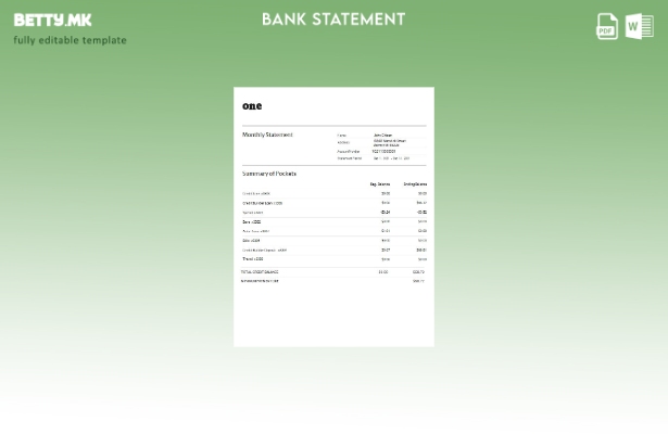 модерен стил САД Шаблон за збор страници за извод од банка