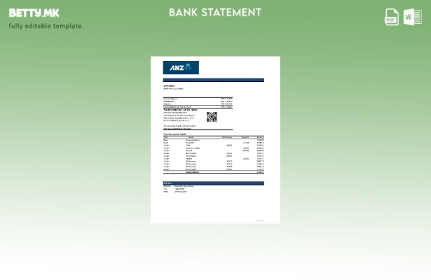 модерен стил Самоа ANZ банкарски извод шаблон ексел