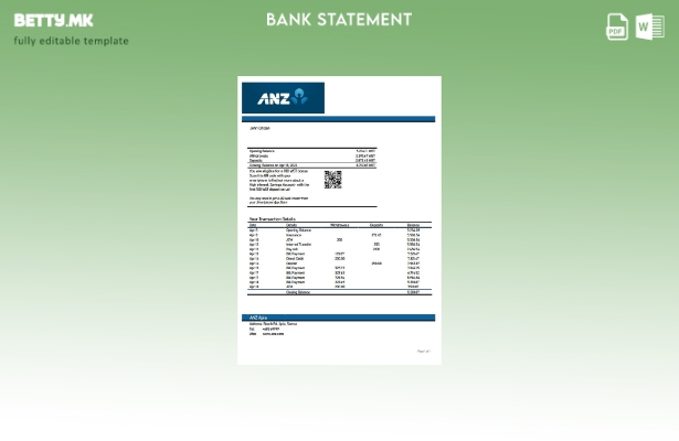 модерен стил Самоа ANZ шаблон за извод од банка