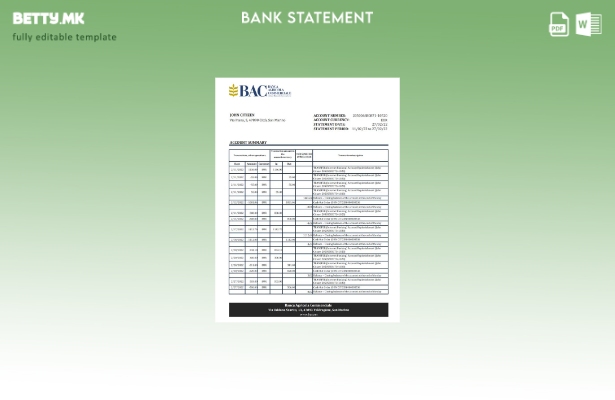 модерен стил Сан Марино Banca Agricole Commerciale шаблон ексел извод од банка