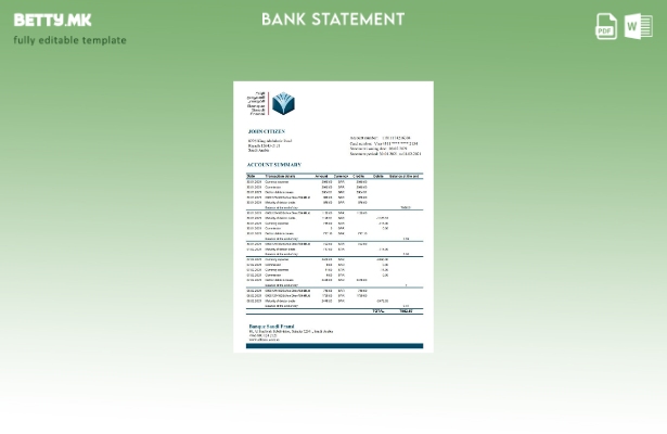 модерен стил Саудиска Арабија Банка Саудиски Франциски извод на ексел шаблон