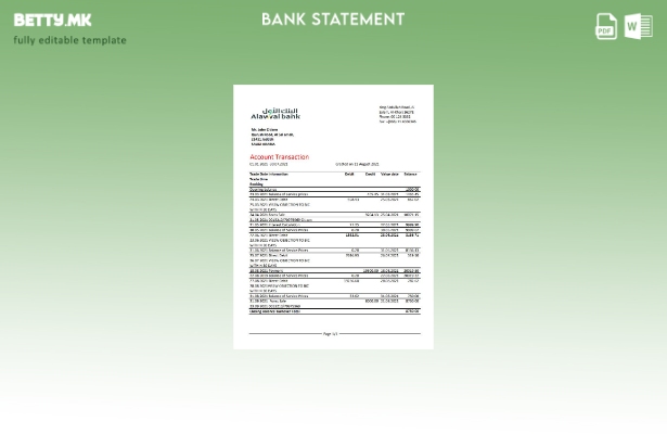 модерен стил Саудиска Арабија Alavwal банка извод од ексел шаблон