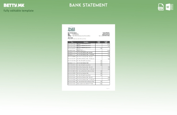 модерен стил Сент Китс и Невис SKNA банкарски изводи шаблон ексел