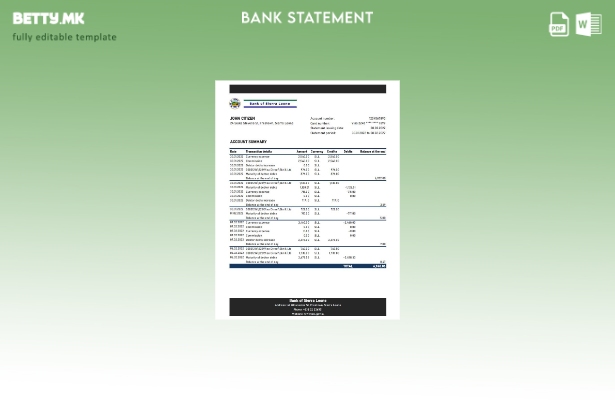 модерен стил Сиера Леоне Банка на Сиера Леоне извод на ексел шаблон