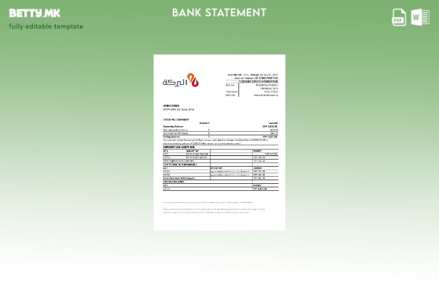 модерен стил Сирија Ал Барака банка извод шаблон ексел