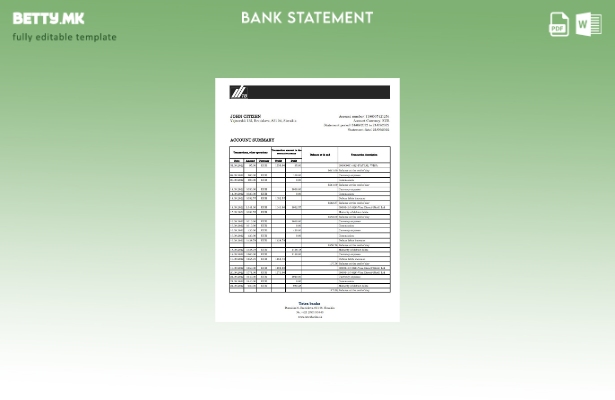 модерен стил Словачка Татра извод од банкарски шаблон за ексел верзија