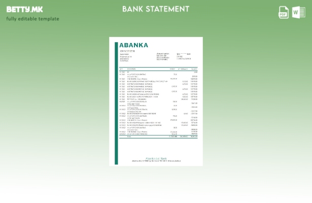 модерен стил Словенија Abanka извод од банка ексел шаблон