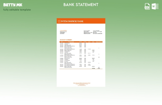 модерен стил Словенија Intesa Sanpaolo Bank, Poslovalnica Koper шаблон за извод