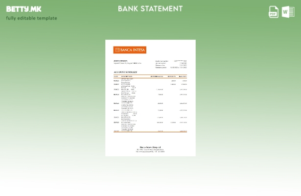 модерен стил Србија Банка Интеса извод од банкарски ексел шаблон