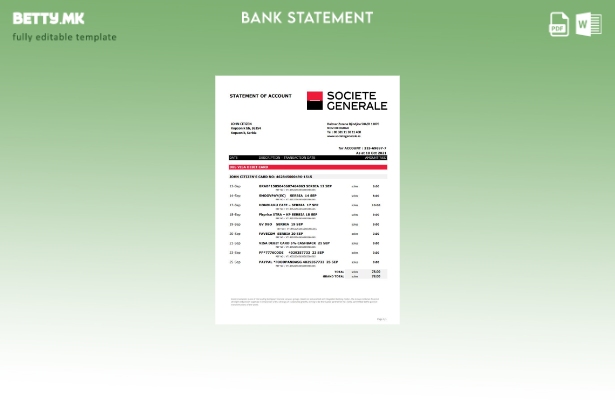 модерен стил Србија Сосиете Женерал шаблон ексел извод од банка