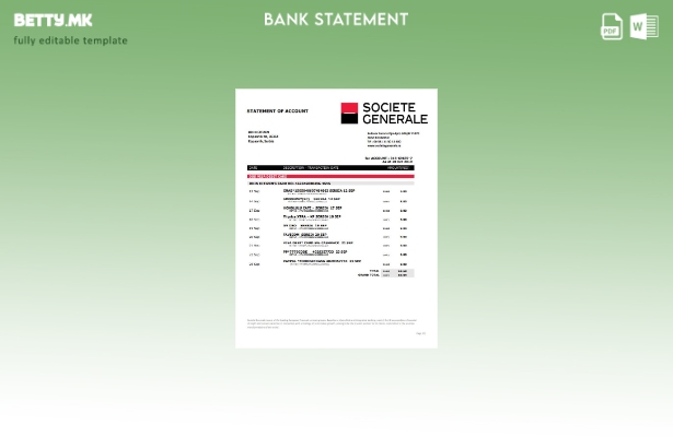 модерен стил Србија Сосиете Женерал шаблон за збор за изјава за доказ за адреса
