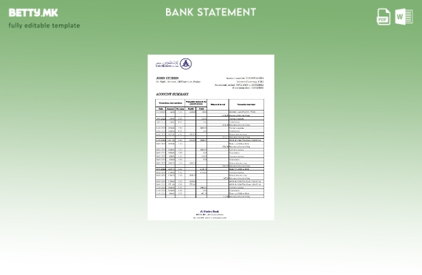 модерен стил Судан Ал Нилен извод од банкарски ексел шаблон