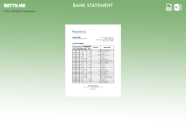 модерен стил Танзанија Пристап до шаблон за ексел извод од банка