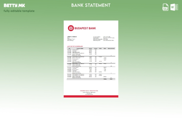 модерен стил Унгарија Будимпешта Банка Шолноки Фиок шаблон за извод од банка