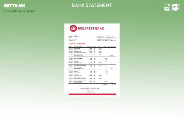 модерен стил Унгарија Будимпешта Банка – Шаблон за ексел банкарски извод Szolnok