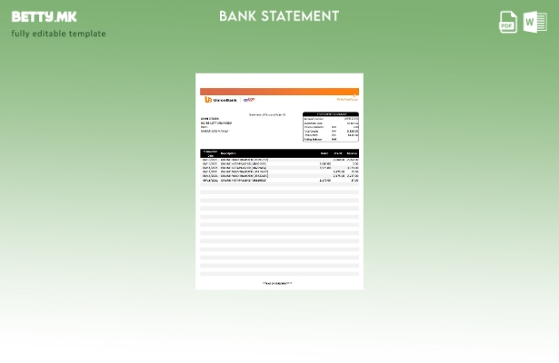 модерен стил Филипини Унионбанк изјава ексел шаблон