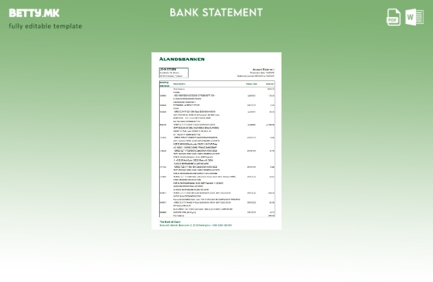 модерен стил Финска Аланд банка извод шаблон ексел